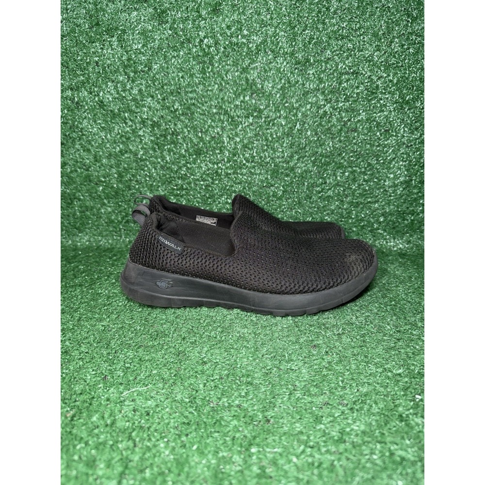 Skechers Go Walk Joy Womens 7.5 Black Knit Mesh Goga Mat Slip On‎ Shoes Sneakers